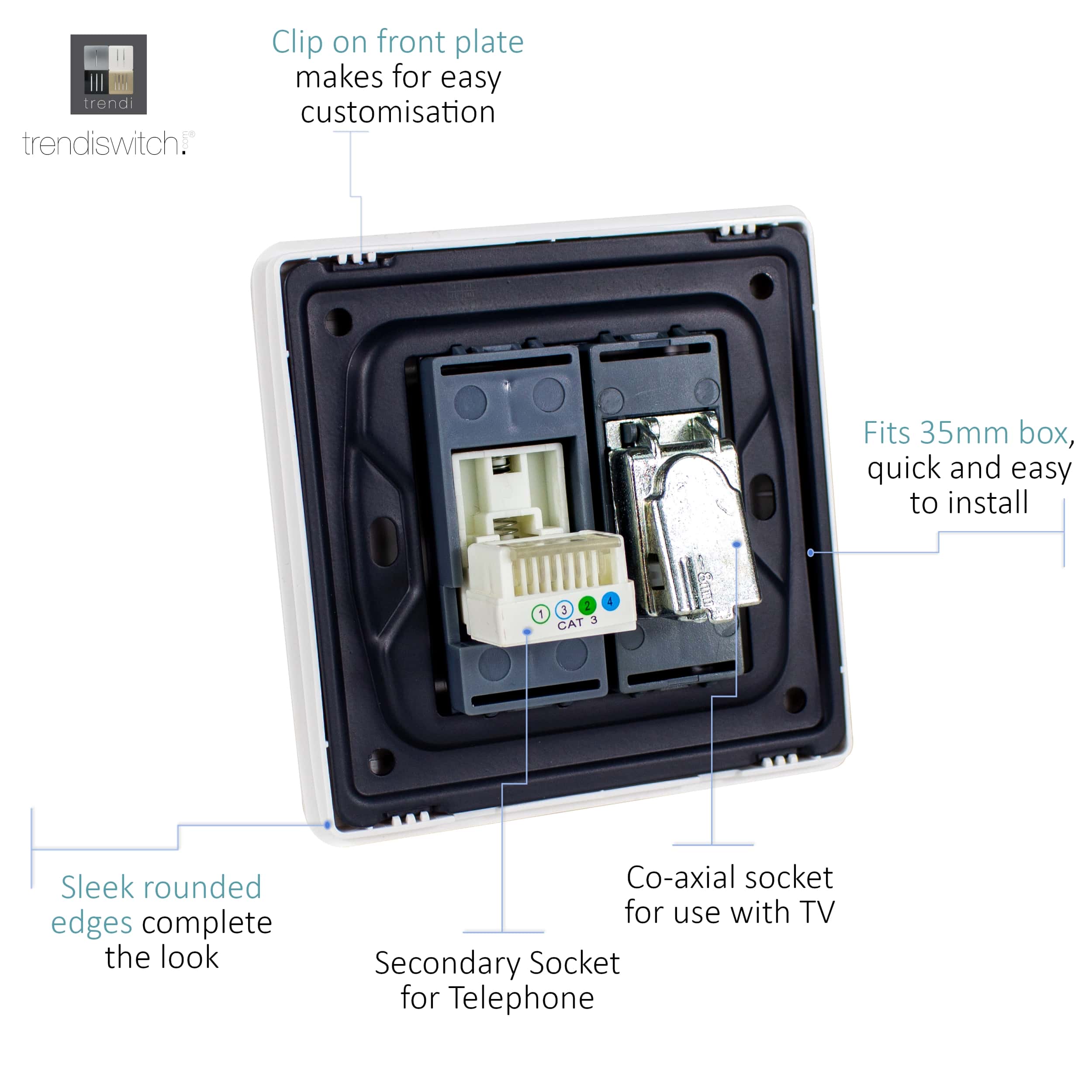 Ocean Blue Wiring Accessories Trendi Decorative Screwless